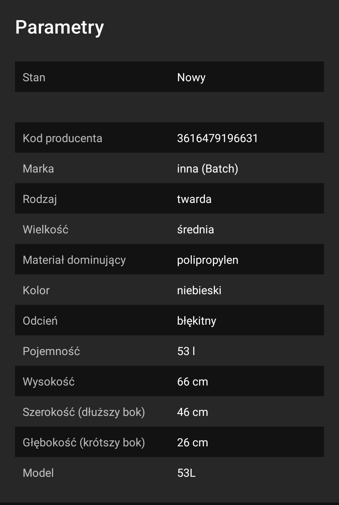 Walizka Podróżna Składana twarda duża  polipropylen 53L 2 Lata Gwar
