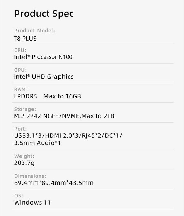 Мини ПК GMKtec K9 Core Ultra 5 125H/GMKtec G3 - FIREBAT T8 Plus 16/512