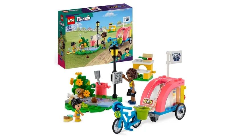 LEGO Friends Игрушечный велосипед для собак-спасателей с щенком. 6+