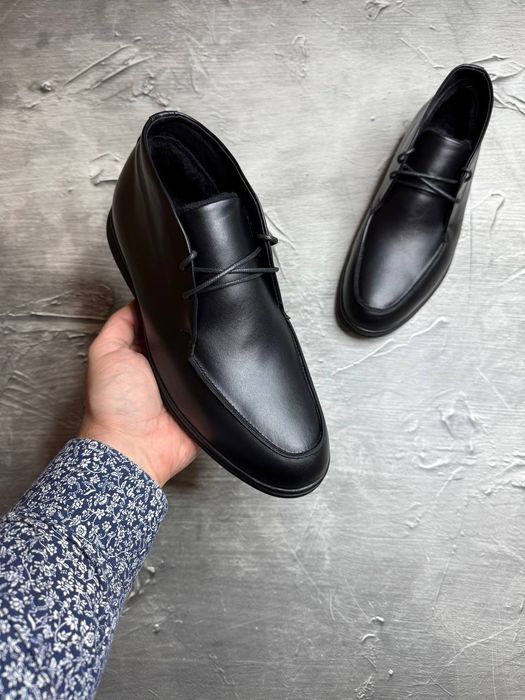 Ботинки Зимние ЛОФЕРЫ мужские кожаные LORO PIANA Gloss! Кожа + МЕХ!