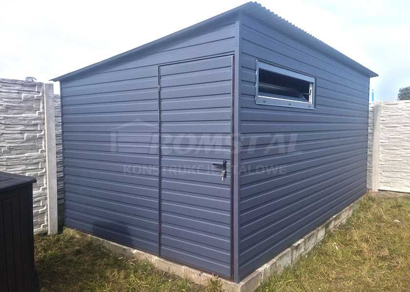 Mały Garaż Blaszany GRAFITOWY 6x5 - Schowek - Magazyn - Wiata -Romstal