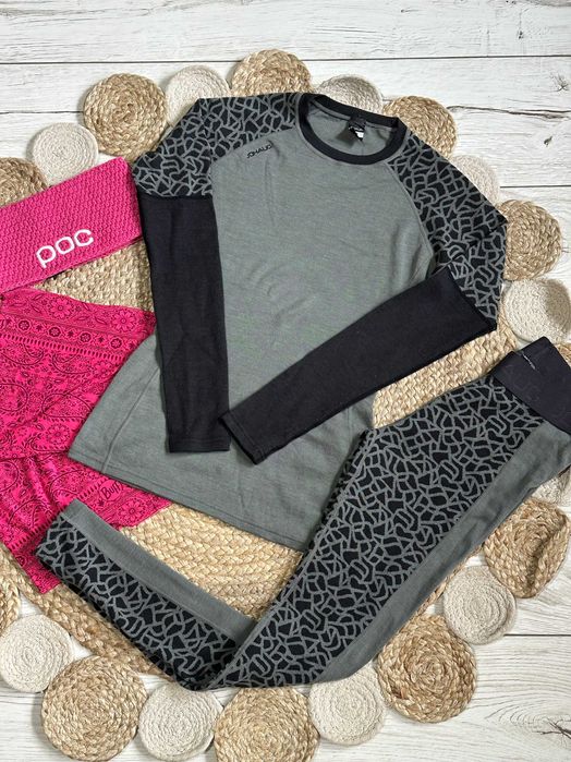 Johaug Win Wool 100% Wełna Merino Bluza Legginsy komplet góry narty M