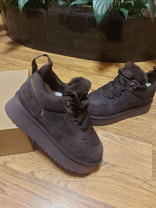 Уггі шкіряні UGG lowmel sneaker platform  36-40 чорний шоколад