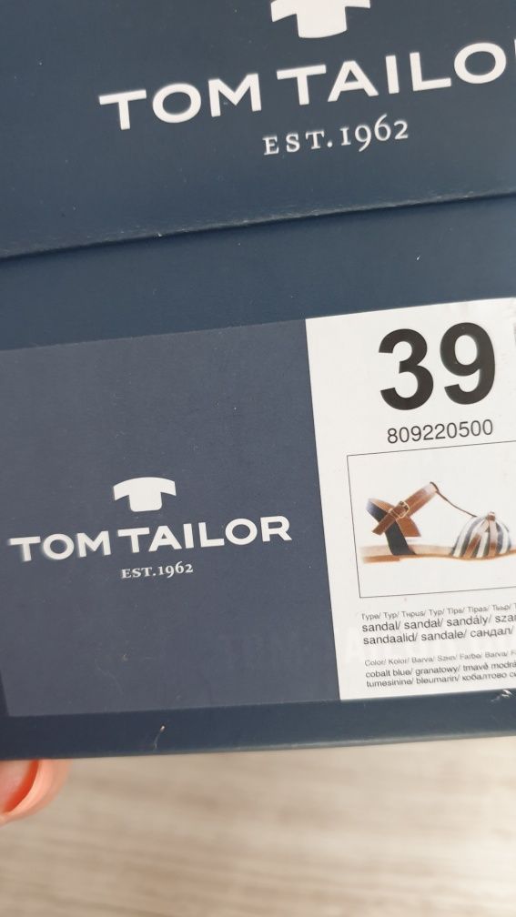 Buty sandały damskie skórzane oryginalne Tom Tailor roz 39 beż granat