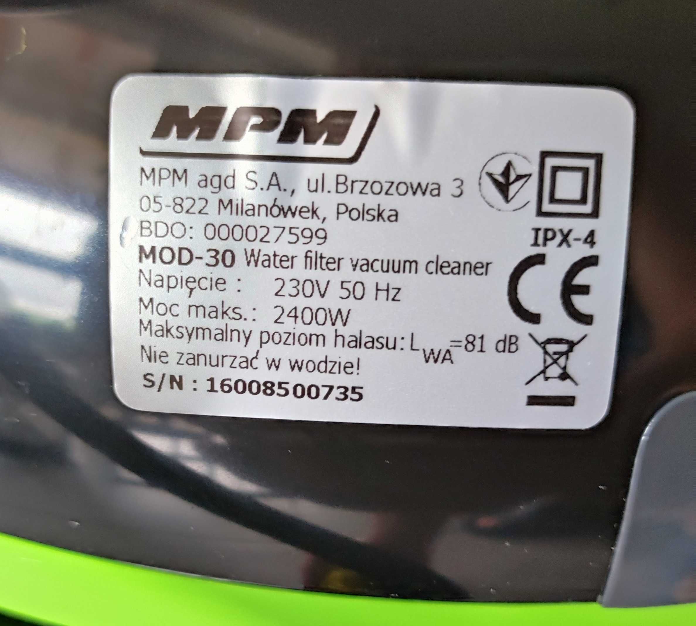 MPM Aquarian MOD-30 odkurzacz z filtrem wodnym