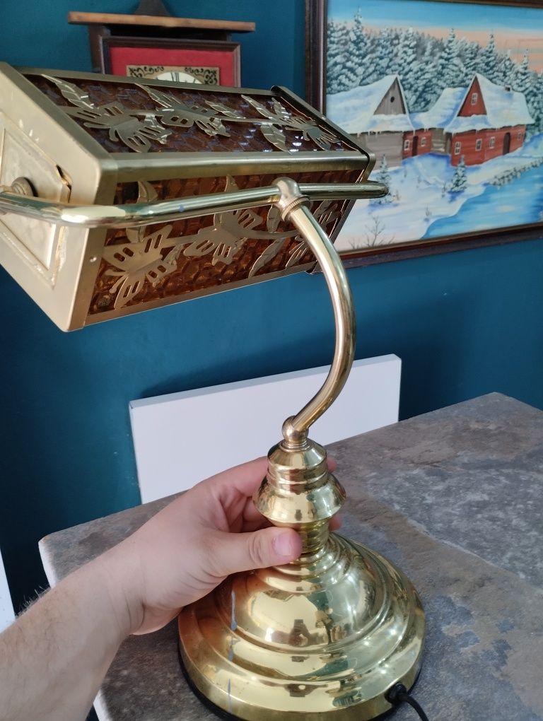 Stara lampa bankierska Vintage 37cm