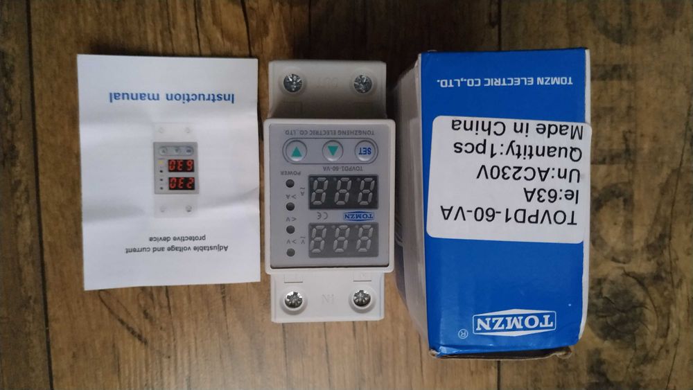 Защитное реле контроля напряжения  и тока 220В 63А