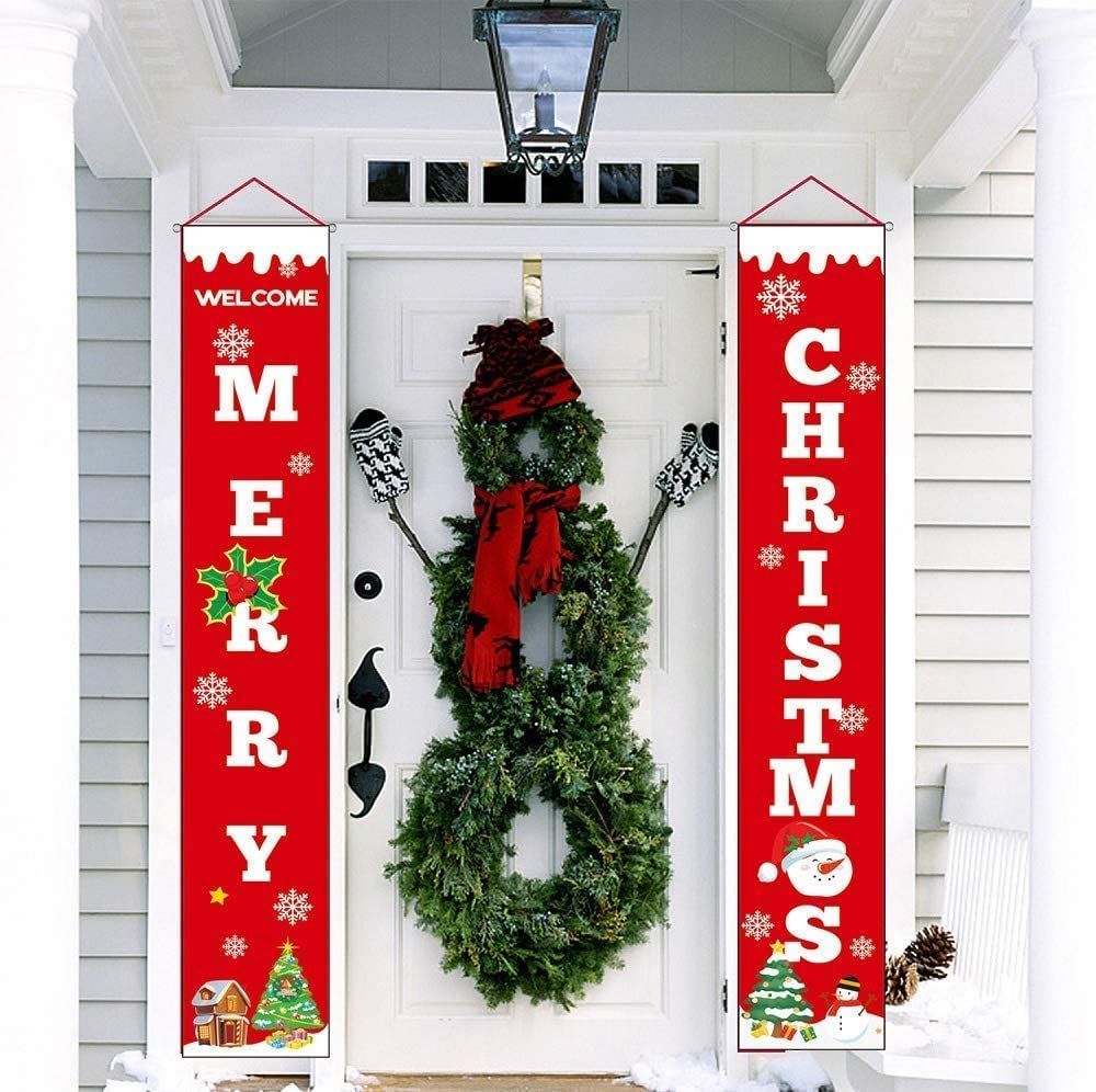 Czerwony Świąteczny Baner „Merry Christmas” Dekoracja na 35x188cm