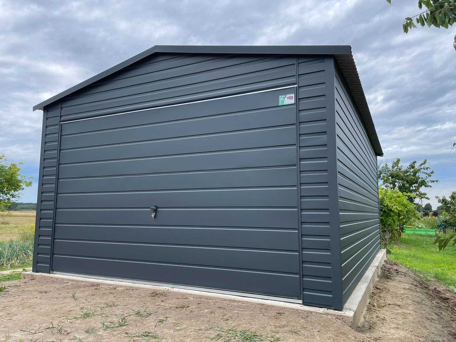 Garaż blaszany 4x6. WZMOCNIONY PROFILAMI w ocynku. PRODUCENT