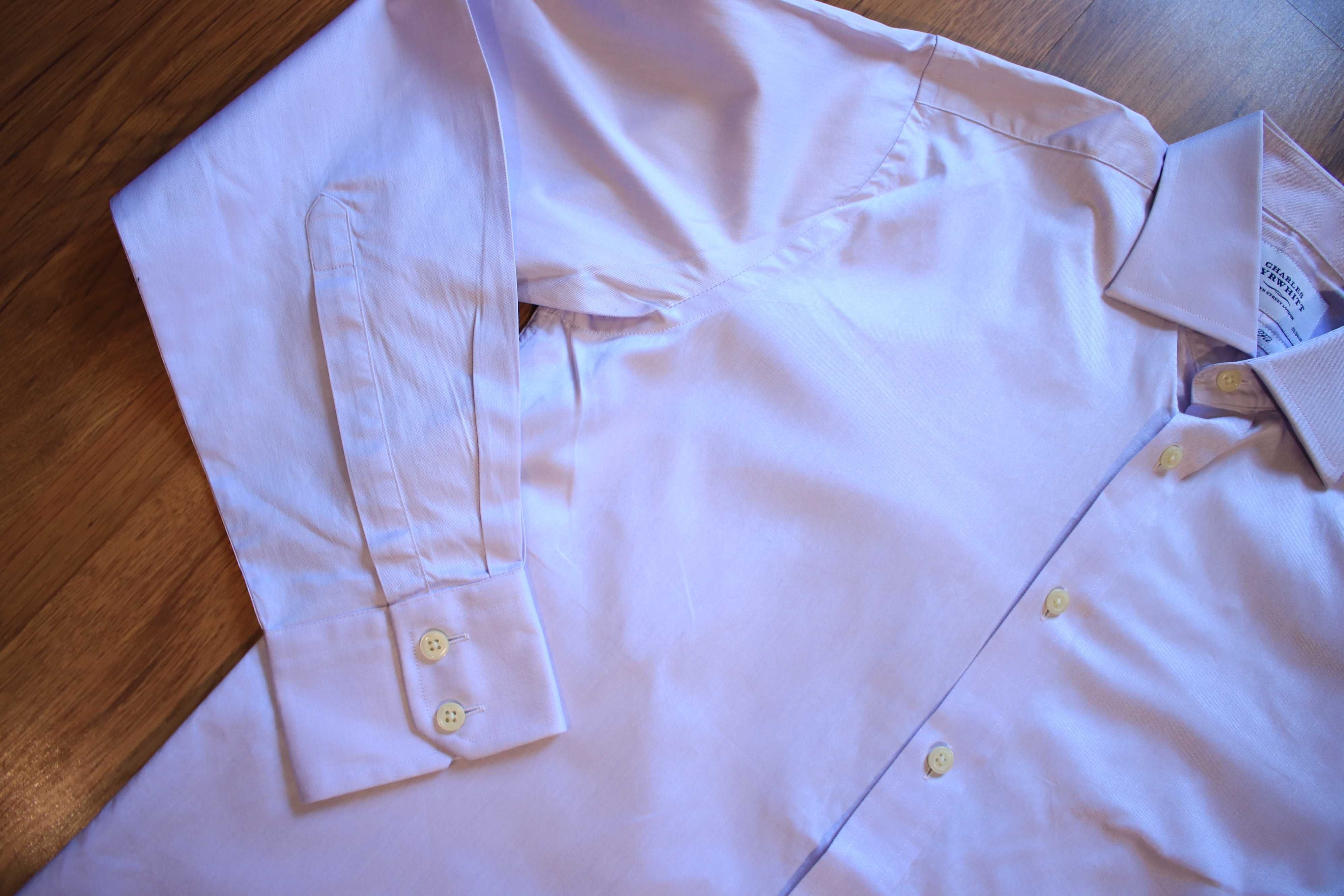 Koszula Charles Tyrwhitt r. 38 fioletowa męska dł rękaw bawełniana