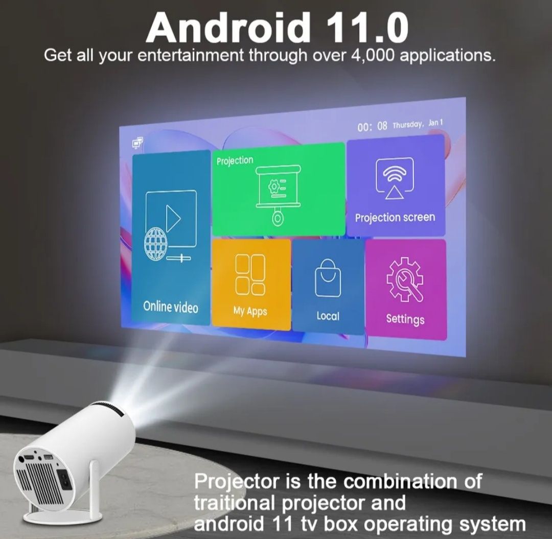 Projektor HY300 4K Android 11 dual