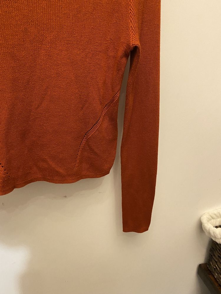 Bluzka koszulka t-shirt sweterek pomarańczowy rudy S/M ciepły wygodny