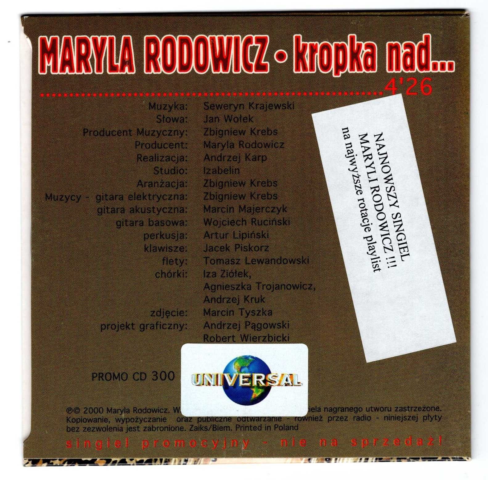 Maryla Rodowicz - Kropka Nad.. (CD, Singiel)