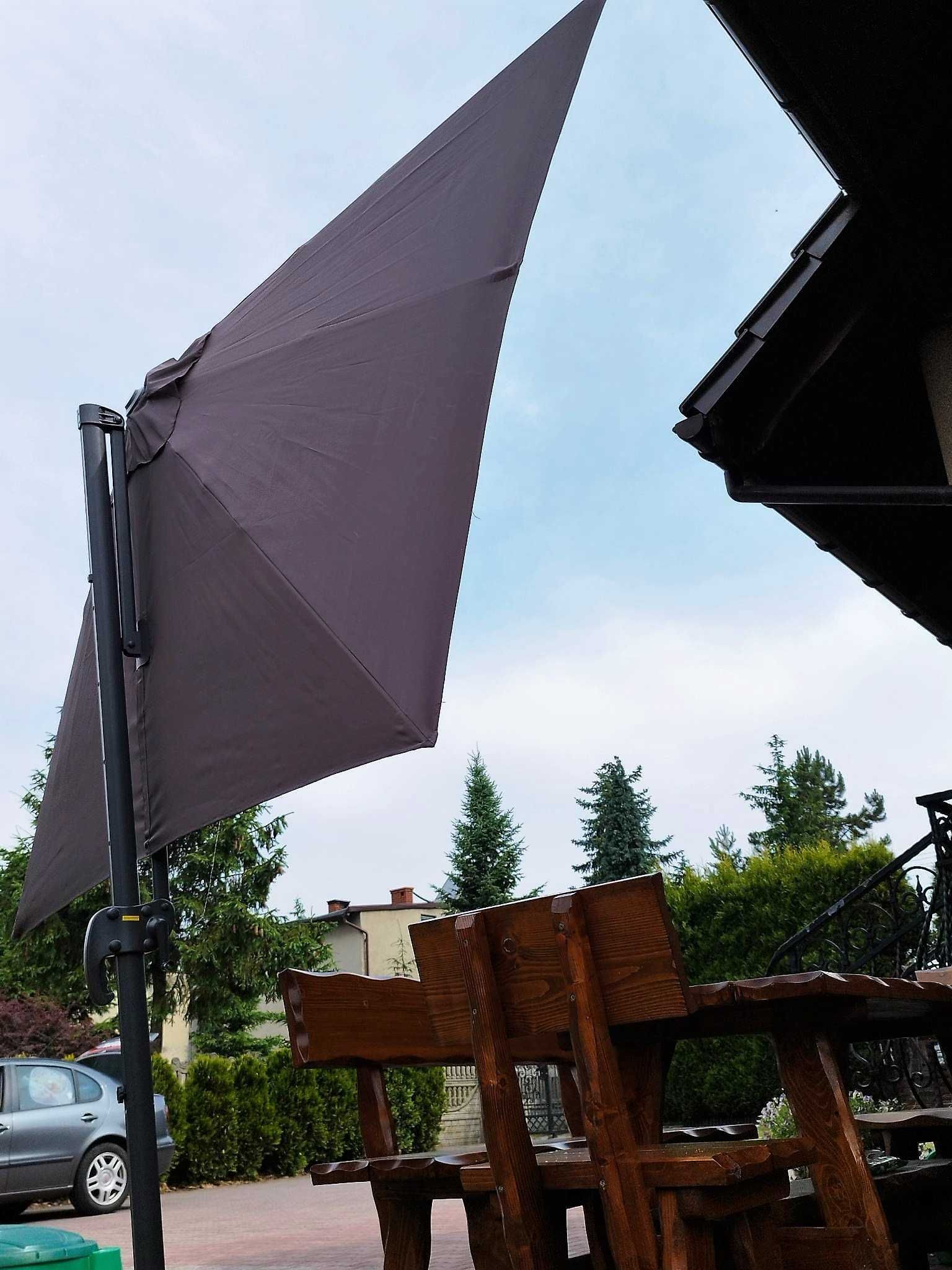 Parasol ogrodowy brązowy 360 stopni Mini Roma 250x250 cm + pokrowiec