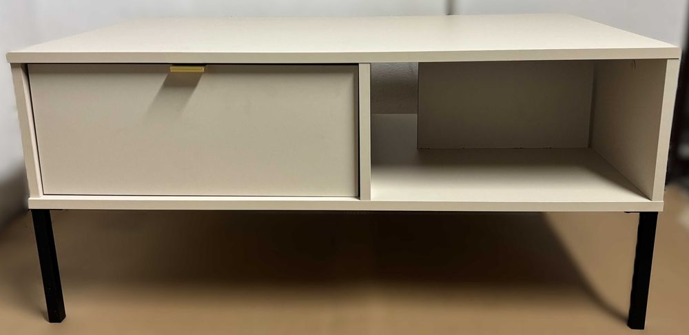 Stolik kawowy beżowy z szufladami