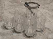 Lote 6 Copos Vidro whisky com Balde Metal + pinça