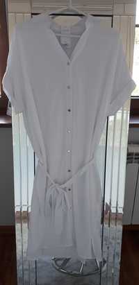 Sukienka damska letnia plażowa koszulowa biała uni