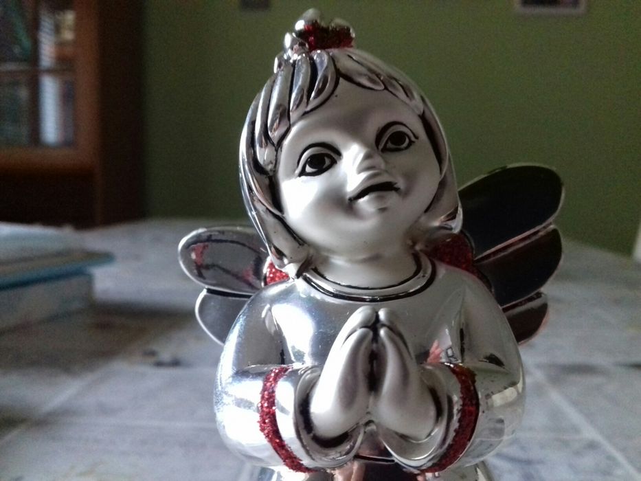 Molduras criança e boneca decorativa  em prata