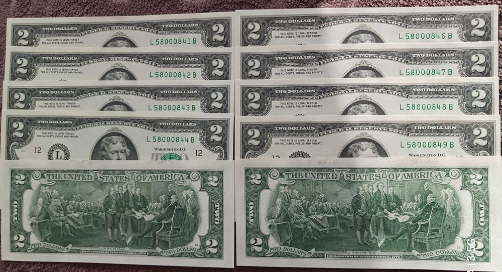 10 x 2 $ USA T. Jefferson 2017 r. men."L"-San Francisco - seria"A"