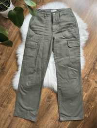 Zara cargo spodnie khaki xs szerokie nogawki cargo wide leg flare