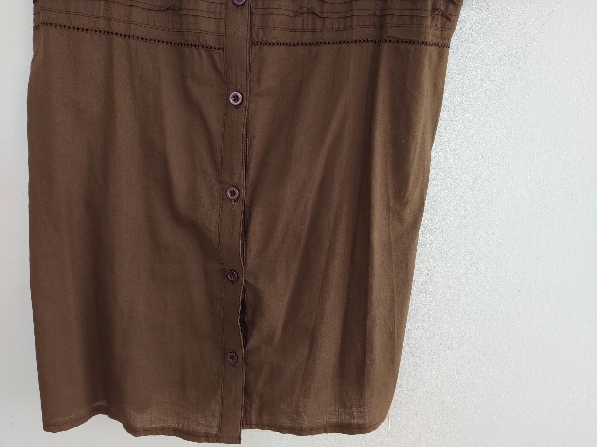 Blusa castanha com bordado - Lina - Tamanho L