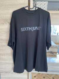 t-shirt koszulka z nadrukiem męska czarna bawełna Sixth June rozmiar M