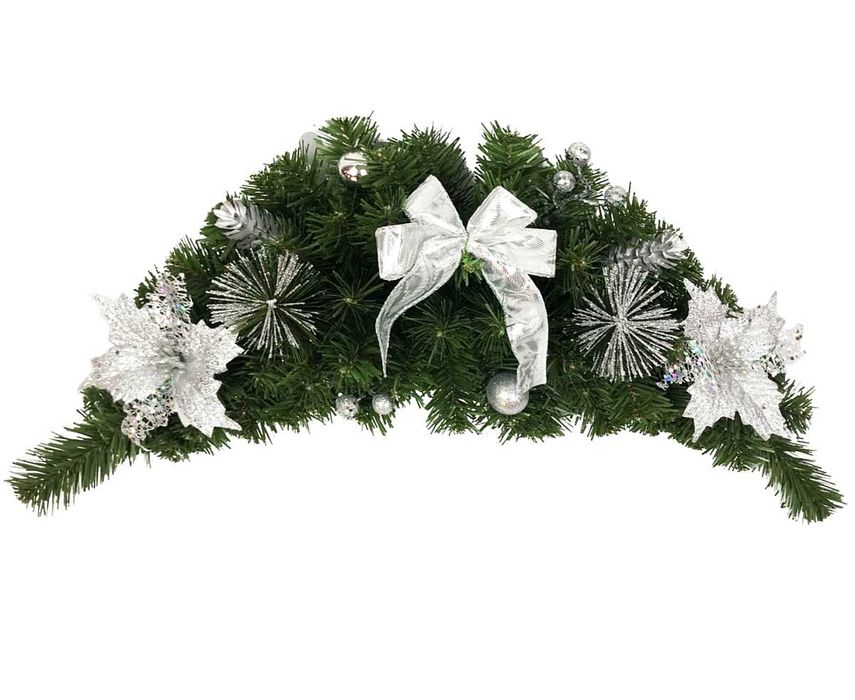 Stroik świąteczny udekorowany girlanda na drzwi stół stroik na grób 60