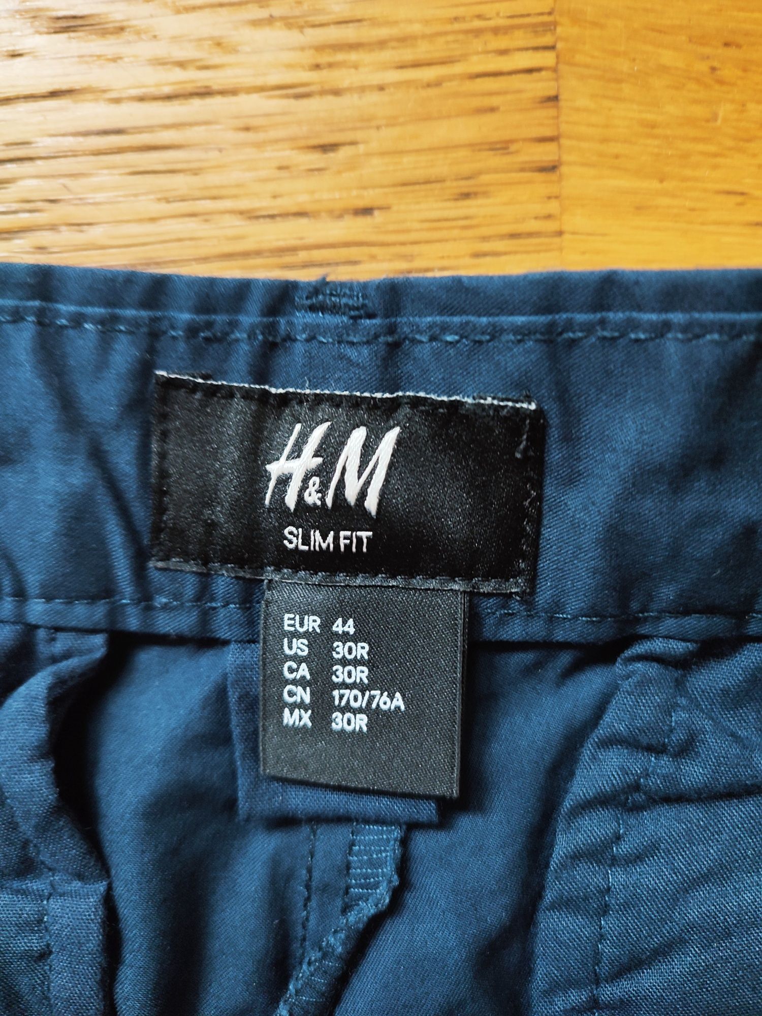 Spodnie slim H&M rozm 44 XS  granat bawełna