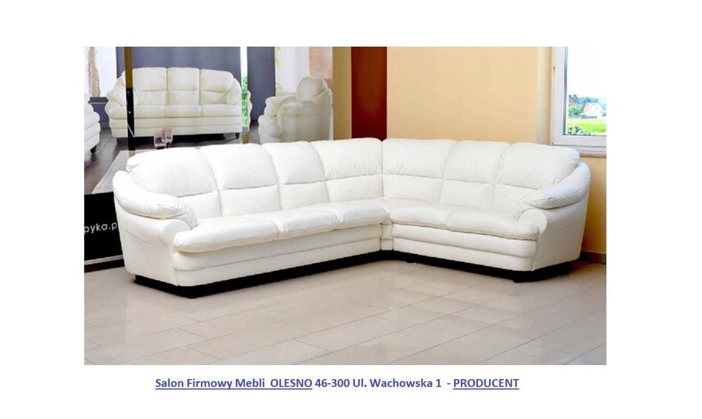 Nowy Narożnik SARA 280x220cm, Skóra Naturalna, Ze Spaniem = Outlet