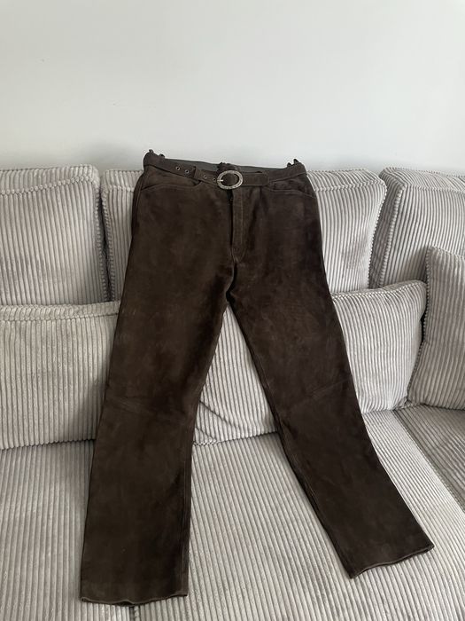 Skórzane spodnie jodlermax skóra zamszowa