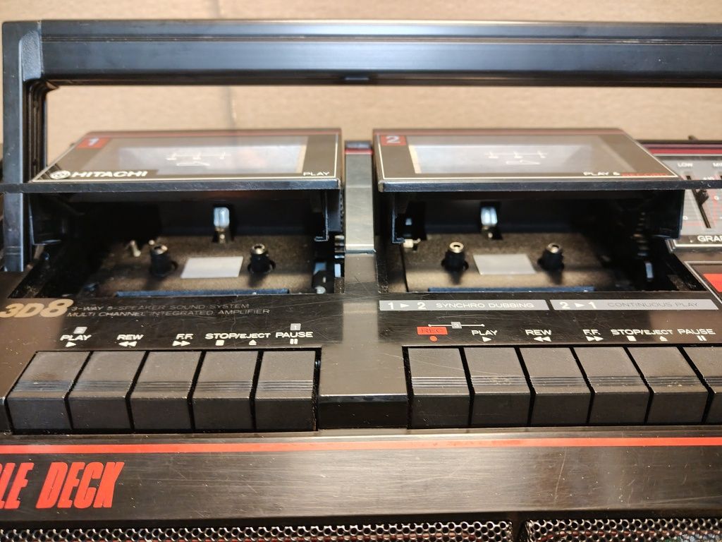 Boombox HITACHI TRK-3D8E - Super Woofer, retro, vintage