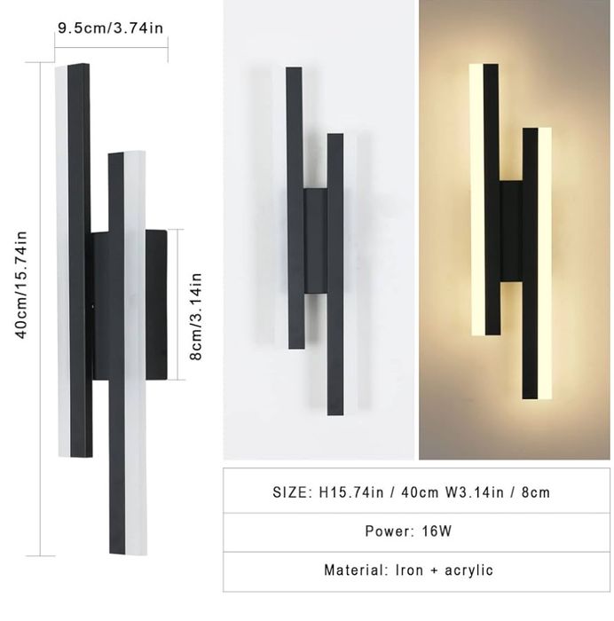 Lampa Ścienna Led Kinkiet Czarna 3000K Nowoczesna Do Salonu