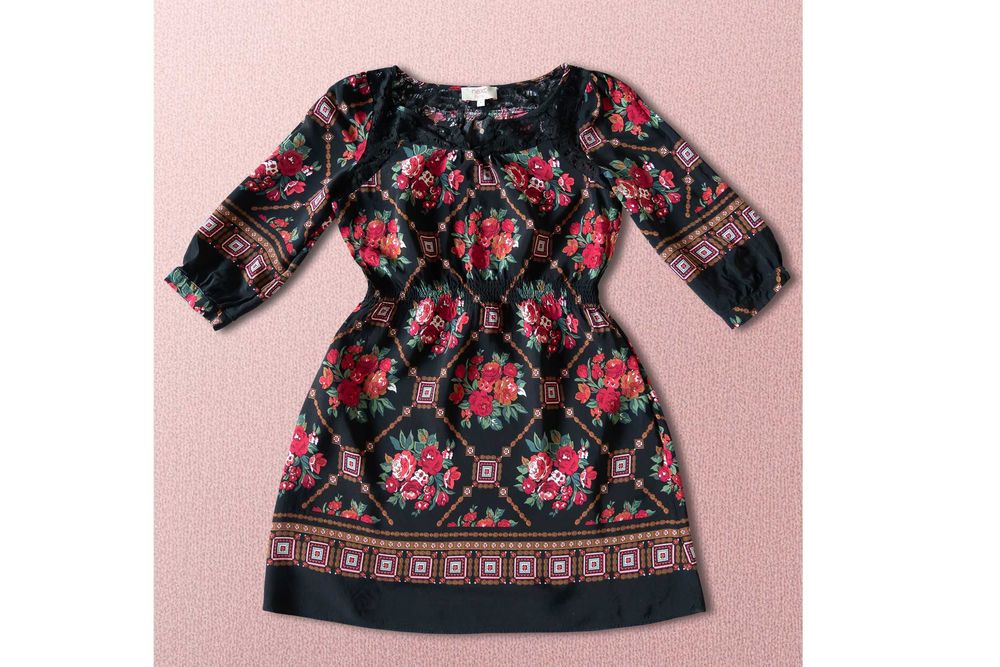 Czarna sukienka kwiaty boho folk góralska vintage 2000s 90s y2k