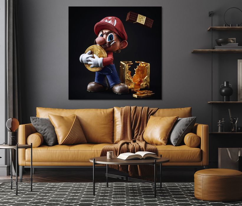 Картина "Супер Маріо", Біткоїн, Холст, Подарунок хлопцю, Арт