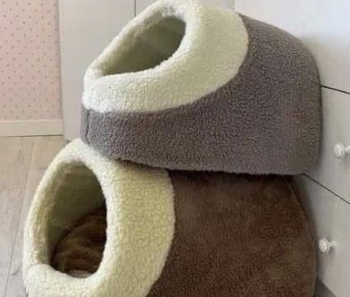 Теплий хутряний будиночок хатинка лежанка для собачки котика 2 розміри