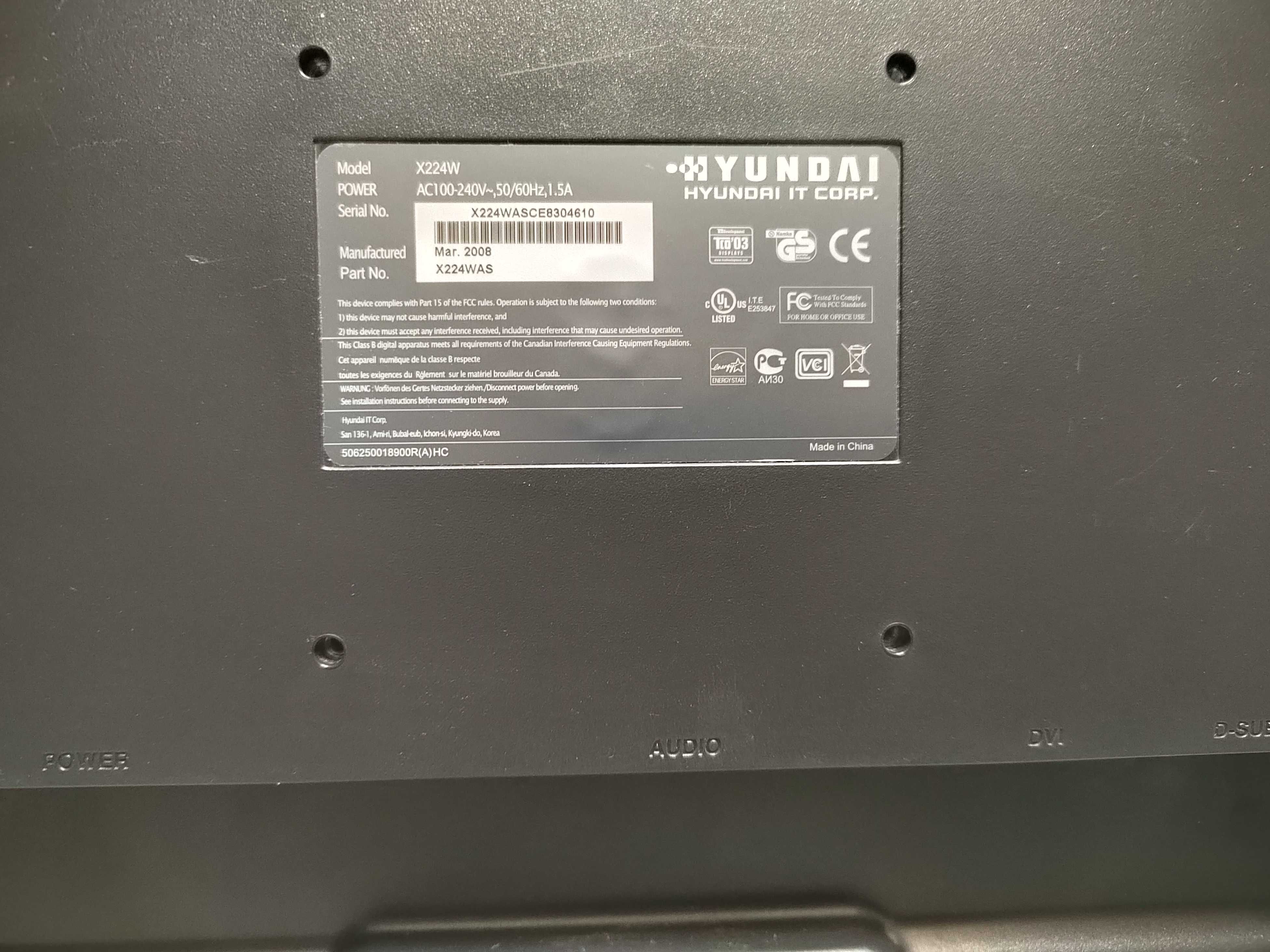 Monitor 22" Hyundai X224W