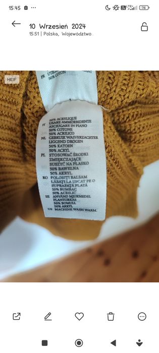 Sweter z golfem musztardowy