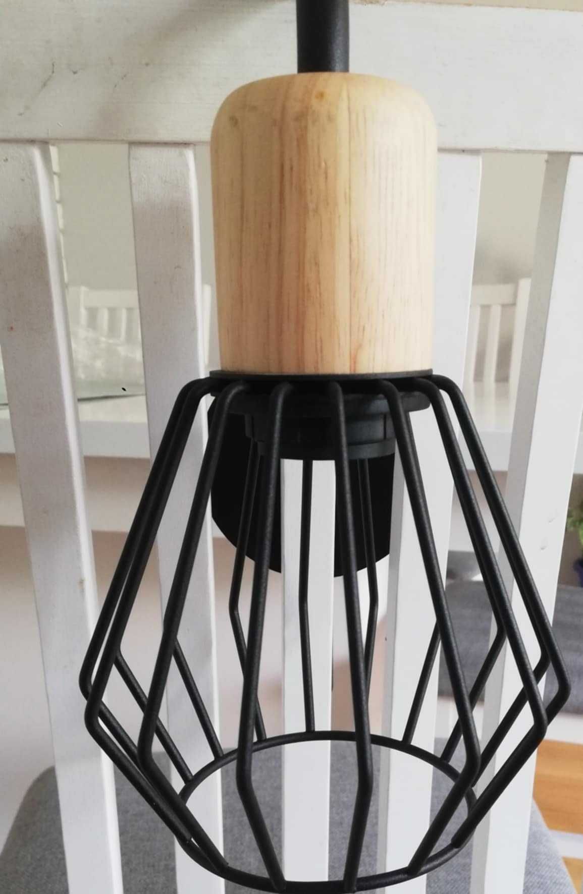 Kinkiet lampa oprawka Palmorla E27 czarno-drewniany