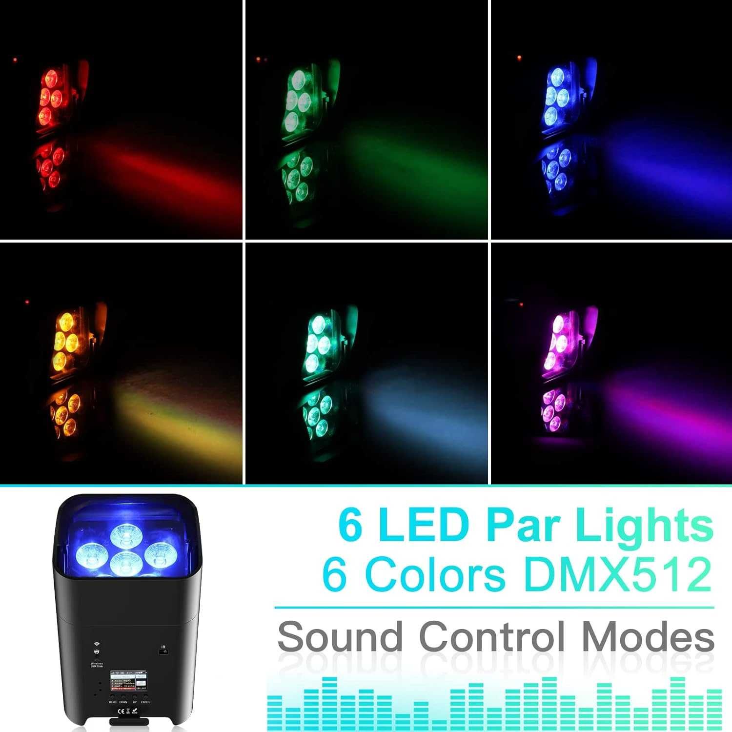 UKing 4szt  reflektor LED 108 W RGBWA + UV TORBA WiFi DMX 512 ZQ01528
