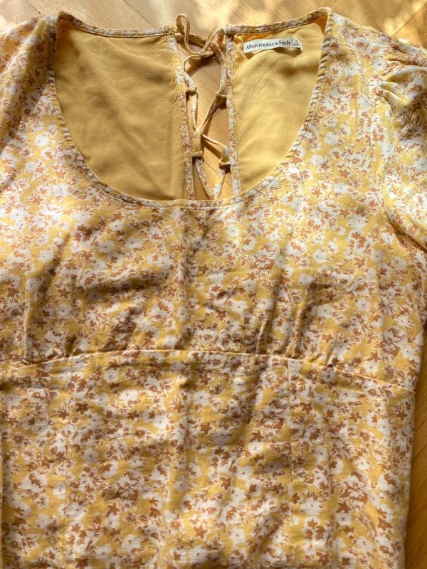 Abercrombie&Fitch crop top floral wiązany na plecach w kwiatki XL/42