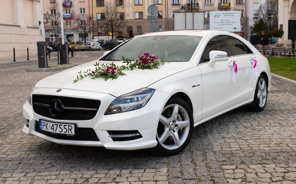 AUTO DO ŚLUBU. Mercedes cls 550 amg biala perła. Kalisz i okolice.