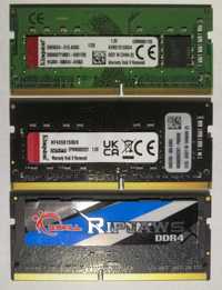 Pamięć ram do laptopa: Kingston 8GB DDR4 i 4GB