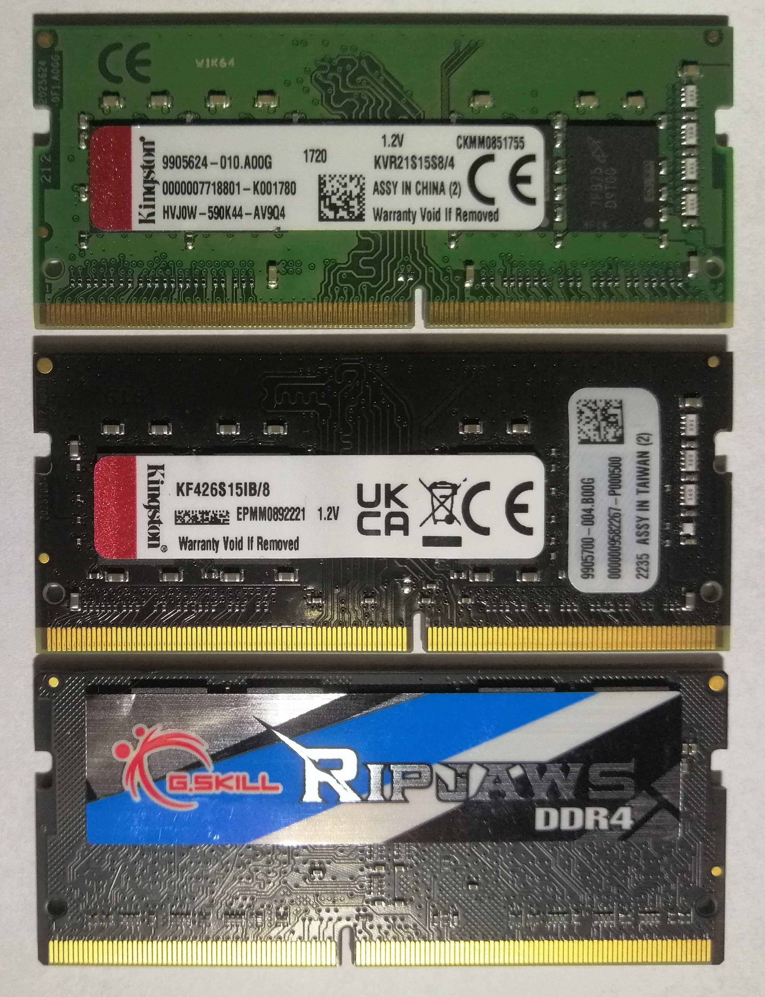 Pamięć ram do laptopa: Kingston 8GB DDR4 i 4GB