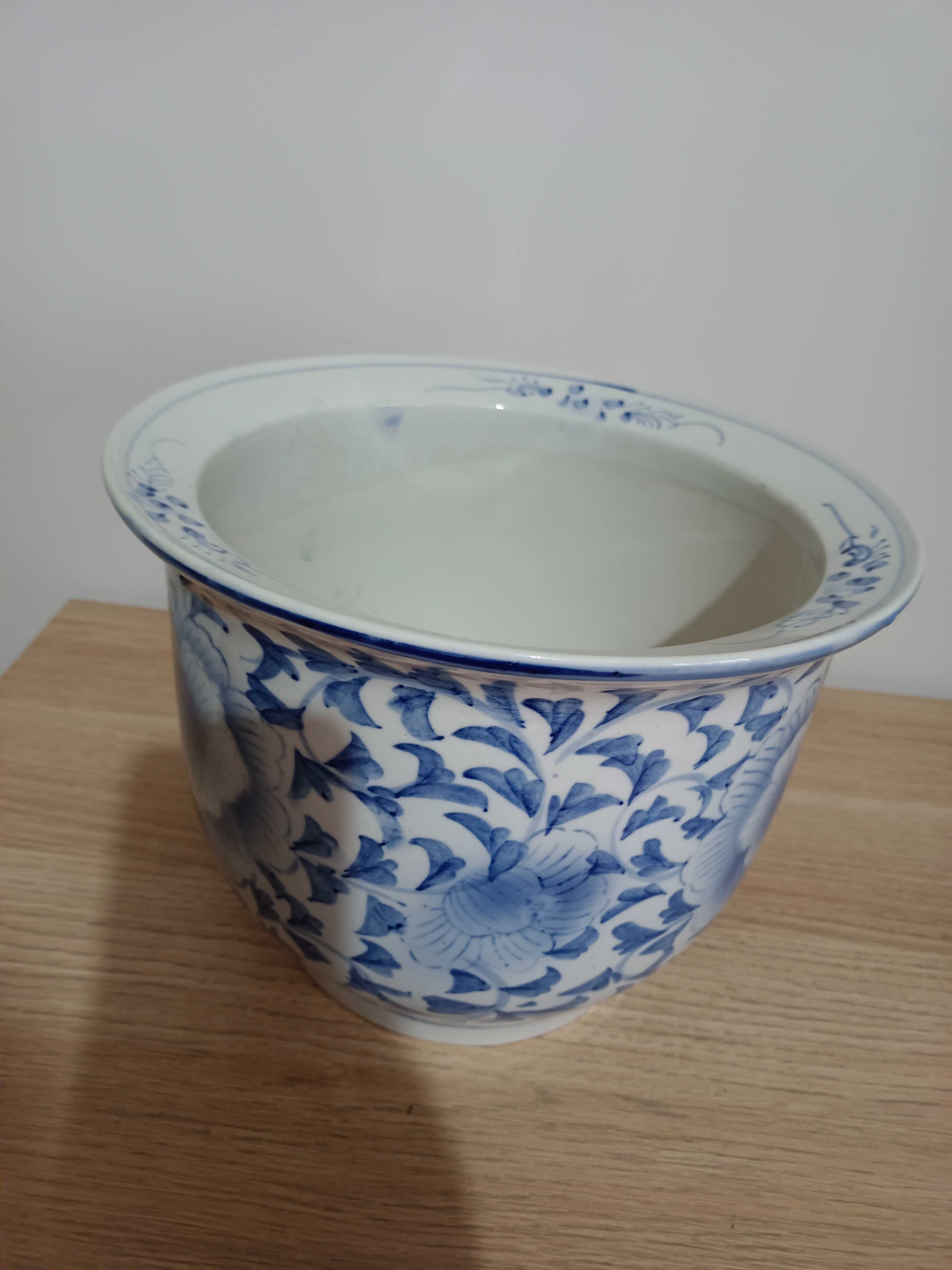 Vaso Cachepot c/ Presentoir, em porcelana chinesa pintada à mão