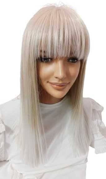 Peruka platynowa z grzywką -termowłos Nessaja wigs shop