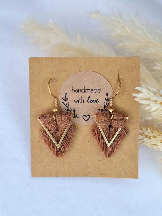 Kolczyki bigiel sznurek miedziany pozłocona stal chirurgiczna handmade