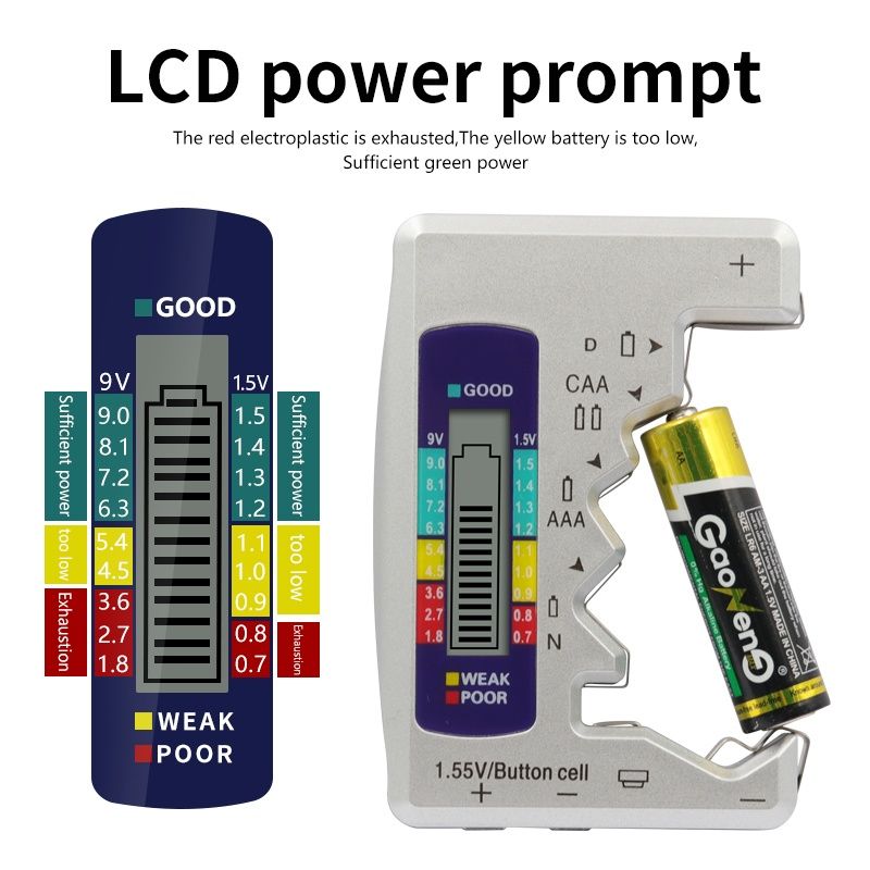 Cyfrowy tester miernik baterii akumulatorów LCD AA AAA R9