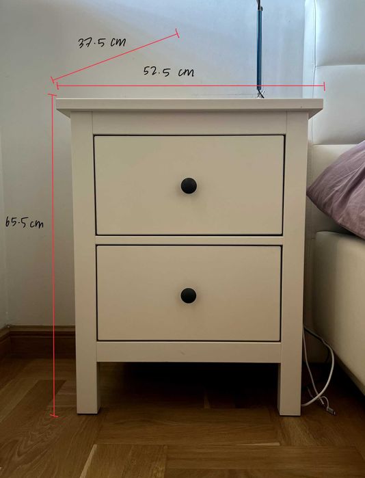 Nowoczesny komplet sypialniany–łóżko skórzane+szafka nocna+komoda