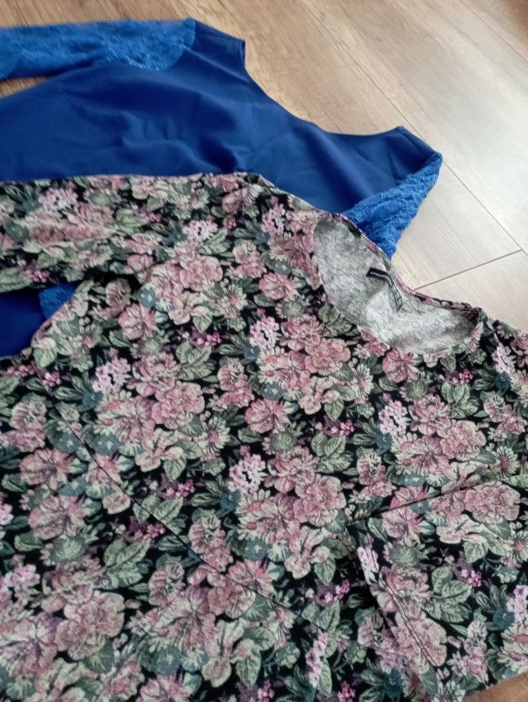 Sukienka w kwiatki i niebieska tunika,sukienki ciążowe, rozmiar 40-44