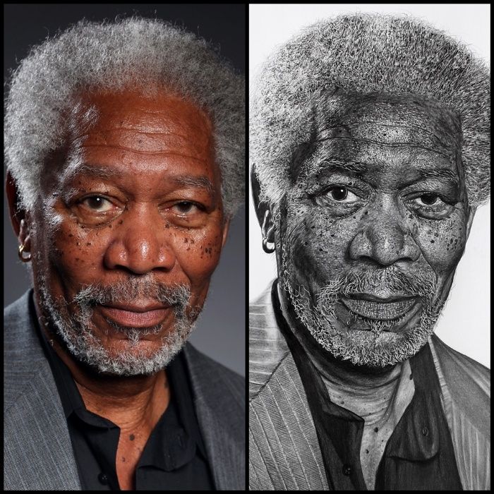 Desenho hiper realista - Morgan Freeman